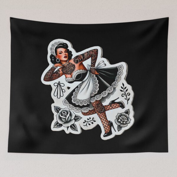 Item preview, Tattooed French Maid Pin-up designed and sold by PinUpPizzazz.