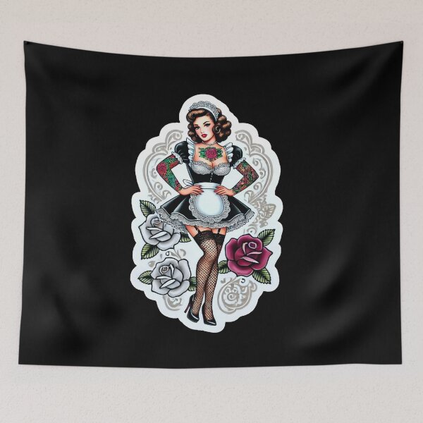 Item preview, Tattooed French Maid Pin-up designed and sold by PinUpPizzazz.
