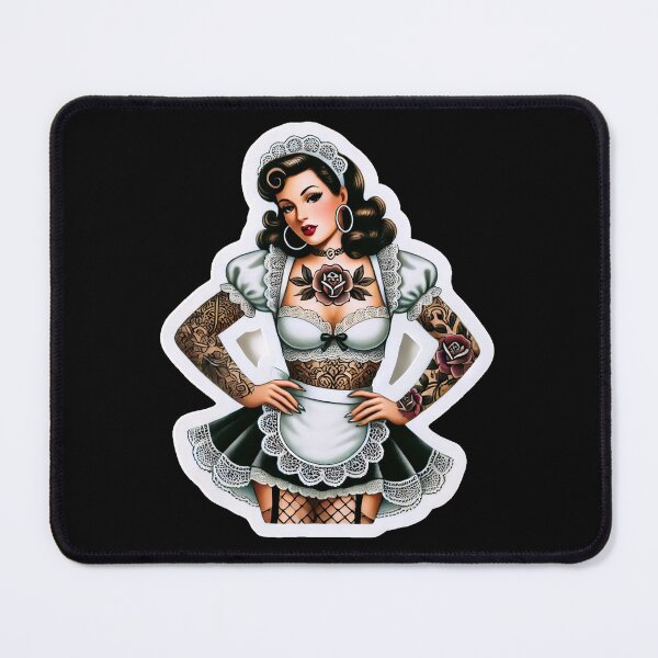 Item preview, Tattooed French Maid Pin-up designed and sold by PinUpPizzazz.