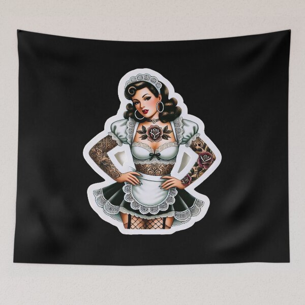 Item preview, Tattooed French Maid Pin-up designed and sold by PinUpPizzazz.
