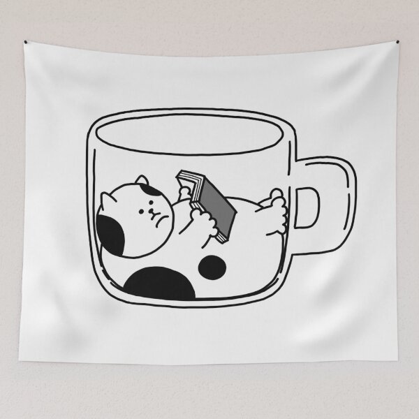 Item preview, a Cat reading a book in the cup designed and sold by superbaechoo.