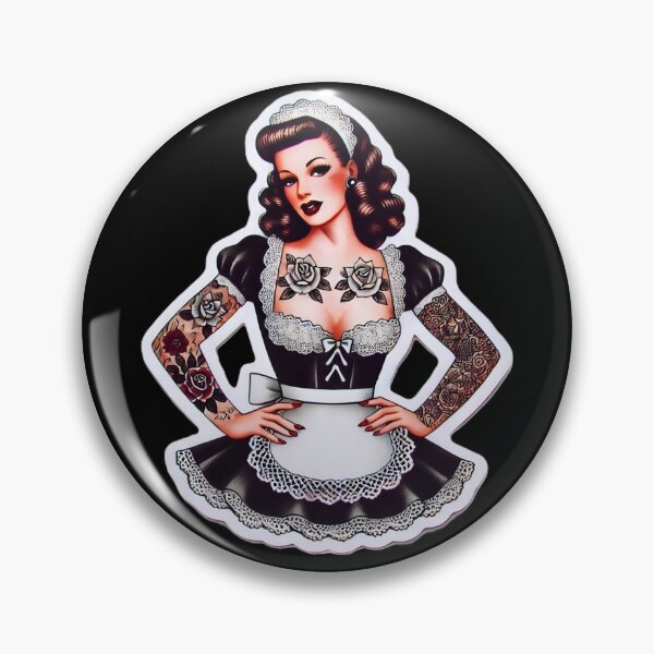 Item preview, Tattooed French Maid Pin-up designed and sold by PinUpPizzazz.