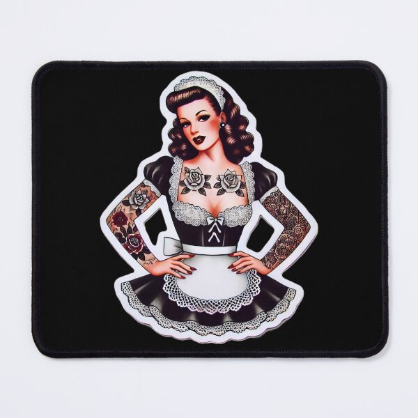 Item preview, Tattooed French Maid Pin-up designed and sold by PinUpPizzazz.