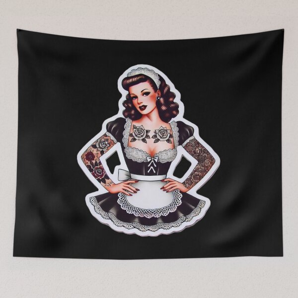 Item preview, Tattooed French Maid Pin-up designed and sold by PinUpPizzazz.