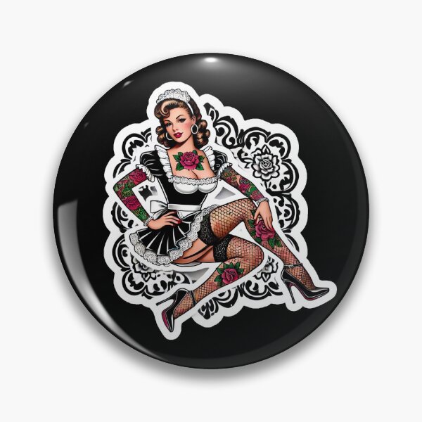 Item preview, Tattooed French Maid Pin-up designed and sold by PinUpPizzazz.