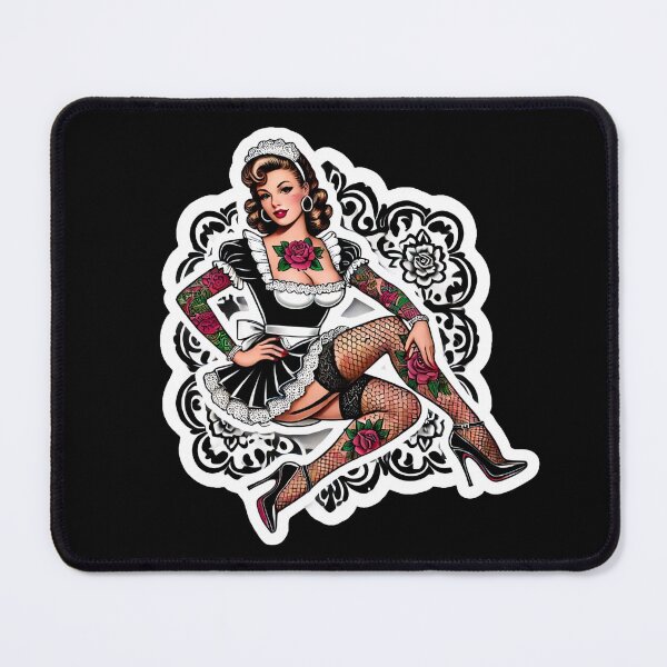 Item preview, Tattooed French Maid Pin-up designed and sold by PinUpPizzazz.