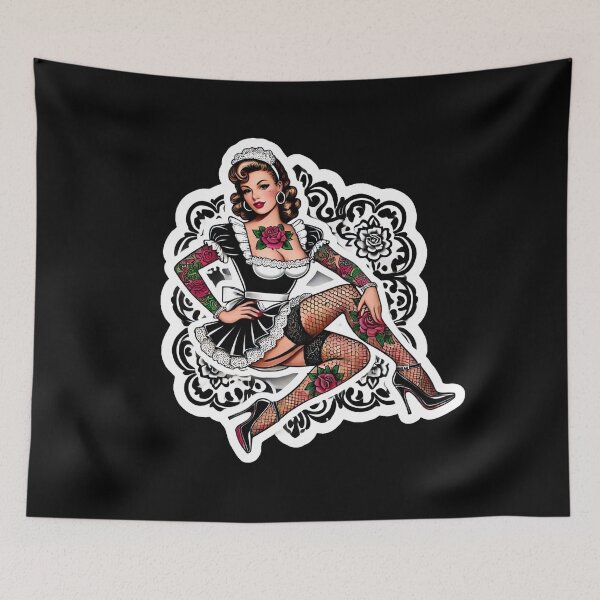 Item preview, Tattooed French Maid Pin-up designed and sold by PinUpPizzazz.