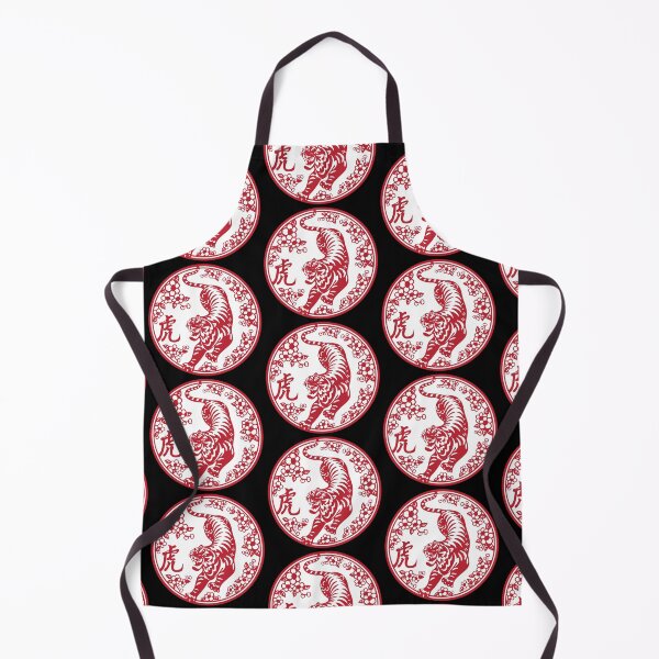 Item preview, Lucky sign Red and white tiger Beautiful flowers Chinese paper cutting art and designs designed and sold by Bspaces.
