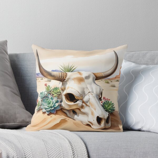 Item preview, Vintage Cottage Charm: Cow Skull with Succulents designed and sold by Inktrigue.