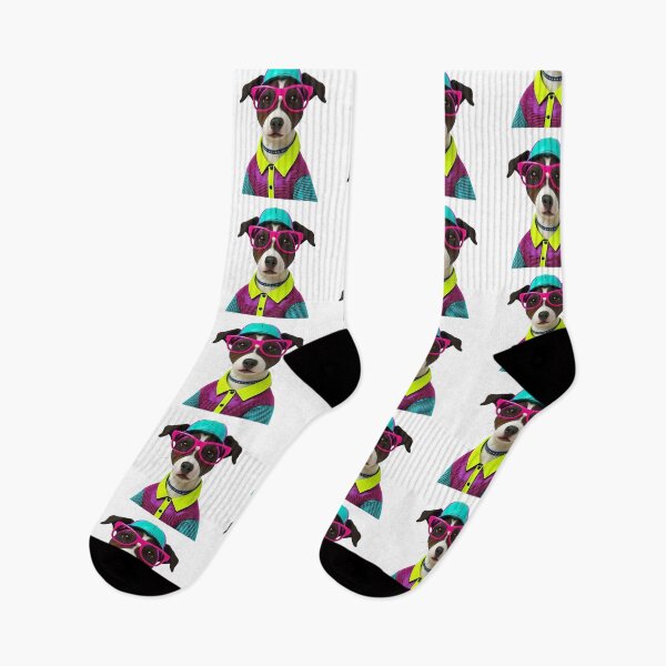 Item preview, Funky 1980s Neon Nerdy Dog – Retro Cool Canine Design designed and sold by Fredster1966.