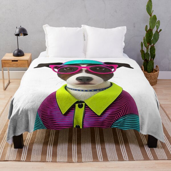 Item preview, Funky 1980s Neon Nerdy Dog – Retro Cool Canine Design designed and sold by Fredster1966.