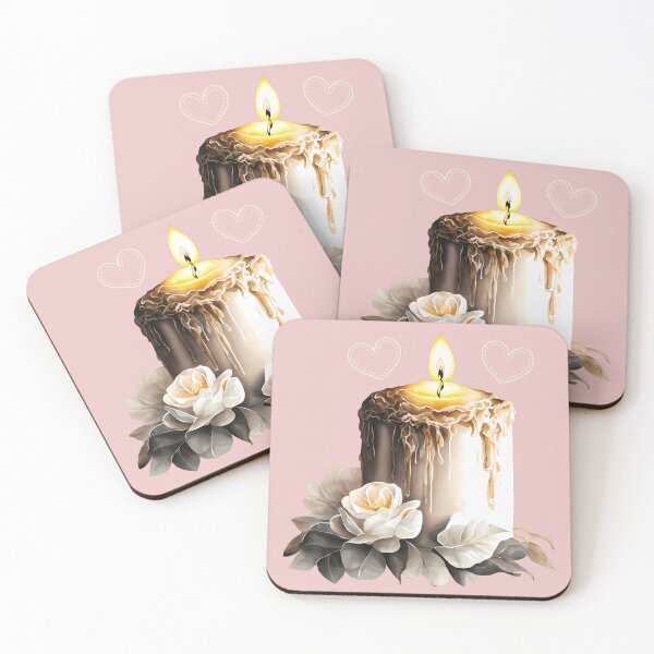 Item preview, Vintage Candle with White Roses and Hearts designed and sold by Astralia.