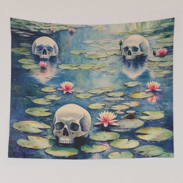 Item preview, Skulls in Water Lilies - Monet-Inspired Fantasy, designed and sold by Kina-design.