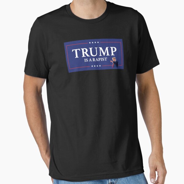 Vista previa del artículo con la obra «Trump es un violador», diseñado y vendido por PixelPusher99.