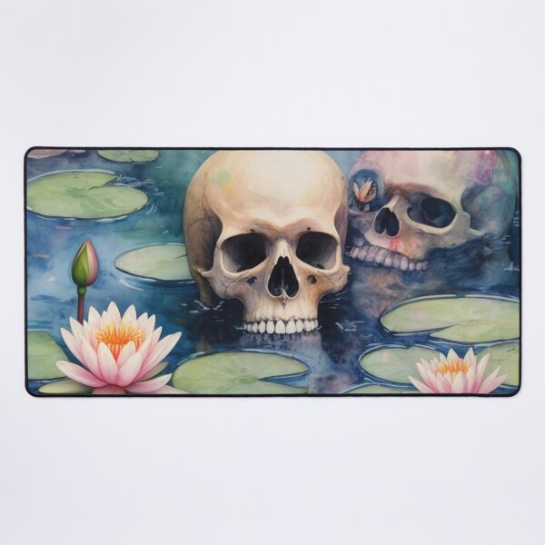 Artikelvorschau, Totenköpfe in Seerosen - Monet-inspirierte Fantasie, entworfen und verkauft von Kina-design.