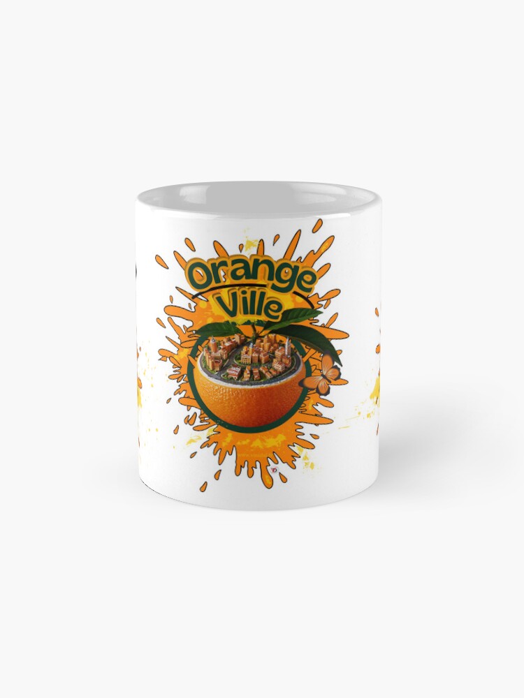 Aperçu 4 sur 6. Mug à café avec l'œuvre OrangeVille créée et vendue par Vinidal.