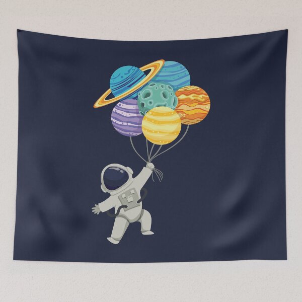 Item preview, Astronaut flying on balloons planets designed and sold by Art-of-Rory.