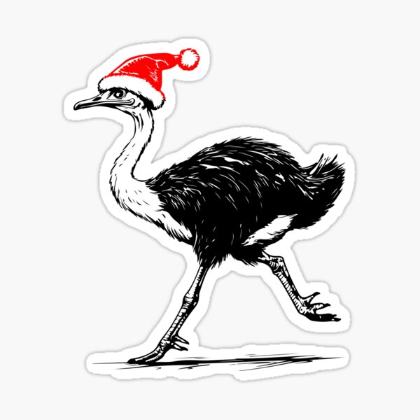 Item preview,  Festive Ostrich in Santa Hat designed and sold by JollyCritters.