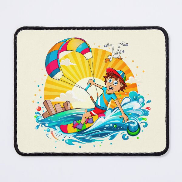 Item preview, Kitesurfing boy - funny cartoon style illustration. designed and sold by Stef Ringoot, cartoons and illustrations.