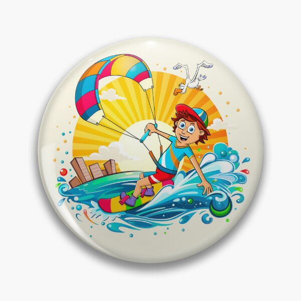 Item preview, Kitesurfing boy - funny cartoon style illustration. designed and sold by Stef Ringoot, cartoons and illustrations.