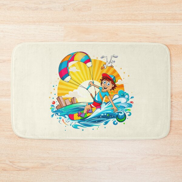 Item preview, Kitesurfing boy - funny cartoon style illustration. designed and sold by Stef Ringoot, cartoons and illustrations.