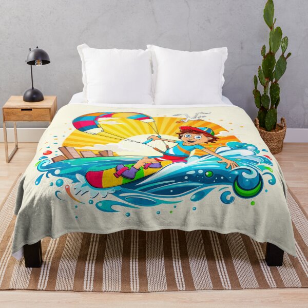 Item preview, Kitesurfing boy - funny cartoon style illustration. designed and sold by Stef Ringoot, cartoons and illustrations.
