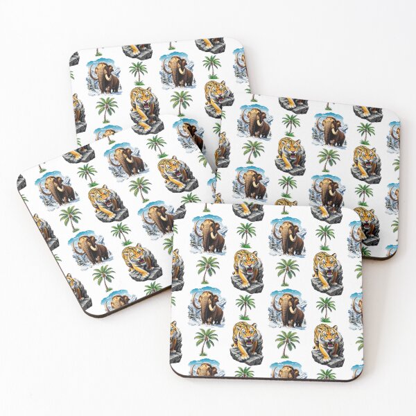 Item preview, Sabertooth Tiger Mammoth Plam Trees Pattern  designed and sold by PatternTitan.