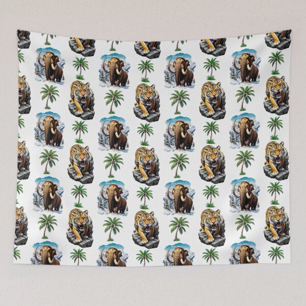 Item preview, Sabertooth Tiger Mammoth Plam Trees Pattern  designed and sold by PatternTitan.