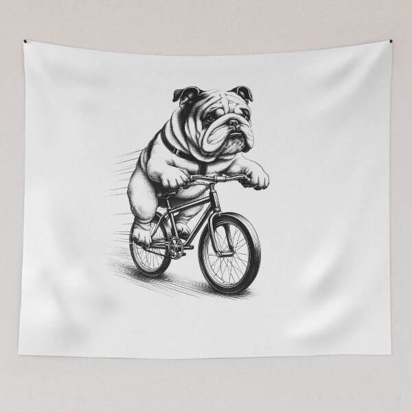 Item preview, English Bulldog Riding Bike designed and sold by Kimberley King Art  King Art.