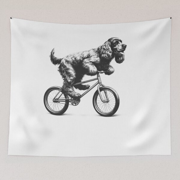 Item preview, English Cocker Spaniel Riding Bike designed and sold by Kimberley King Art  King Art.