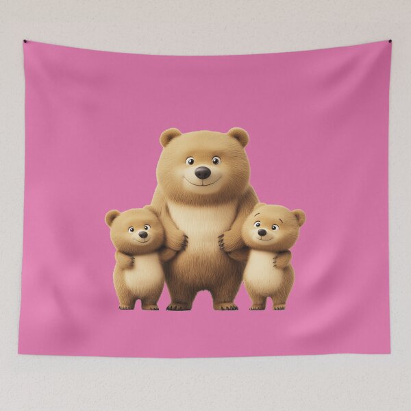 Item preview, The mother bear stood holding the hands of the two cubs in a cute manner. designed and sold by FluffyGallery.