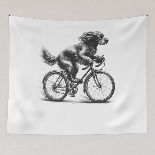 Item preview, Field Spaniel Dog Riding Bike designed and sold by Kimberley King Art  King Art.