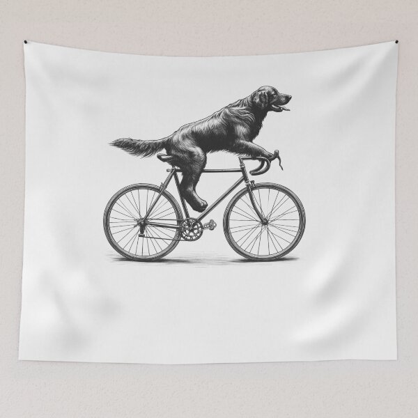 Item preview, Flat-Coated Retriever Riding Bike designed and sold by Kimberley King Art  King Art.