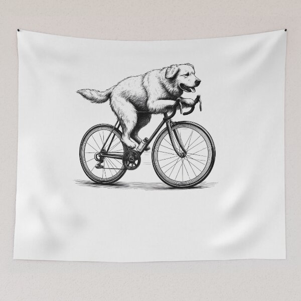 Item preview, Golden Retriever Riding Bike designed and sold by Kimberley King Art  King Art.