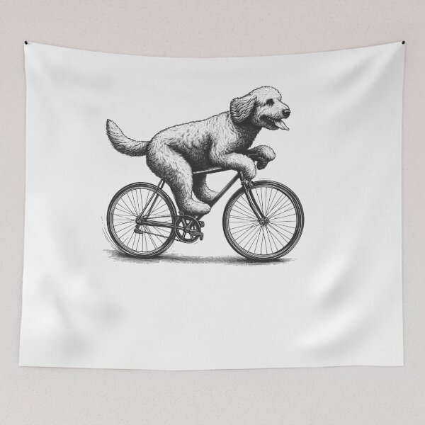 Item preview, Goldendoodle Riding Bike designed and sold by Kimberley King Art  King Art.