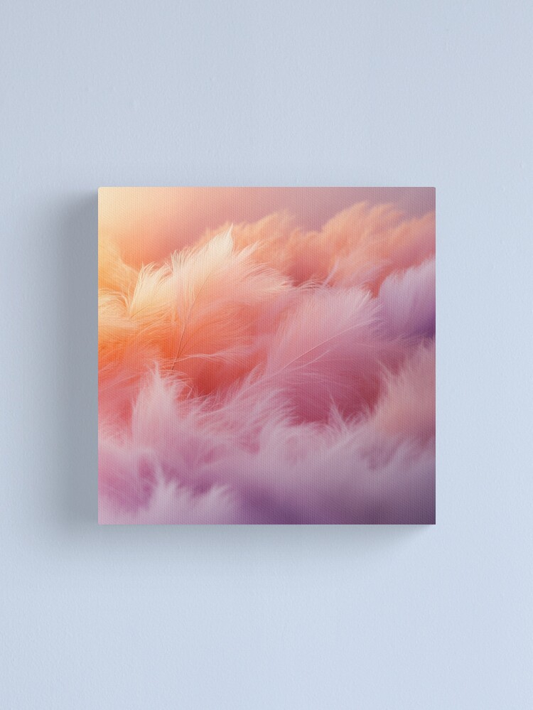 Thumbnail 1 of 3, Canvas Print, Soft Dream – Pastel Feather Aesthetic designed and sold by PixelsArtst.