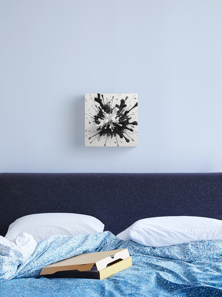 Thumbnail 2 of 3, Canvas Print, Monochrome Explosion – Bold Ink Splash Art designed and sold by PixelsArtst.