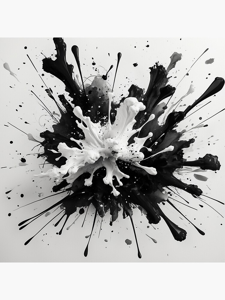 Thumbnail 3 of 3, Canvas Print, Monochrome Explosion – Bold Ink Splash Art designed and sold by PixelsArtst.
