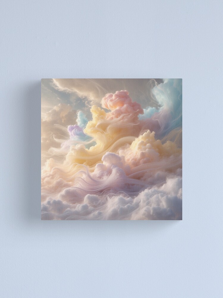 Thumbnail 1 of 3, Canvas Print, Dreamy Pastel Clouds – Ethereal Sky Aesthetic designed and sold by PixelsArtst.