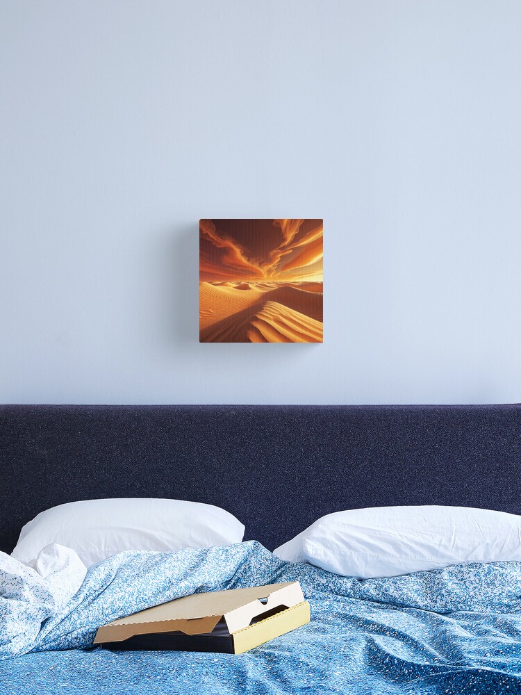 Thumbnail 2 of 3, Canvas Print, Fiery Desert Dunes – Surreal Sunset Mirage designed and sold by PixelsArtst.