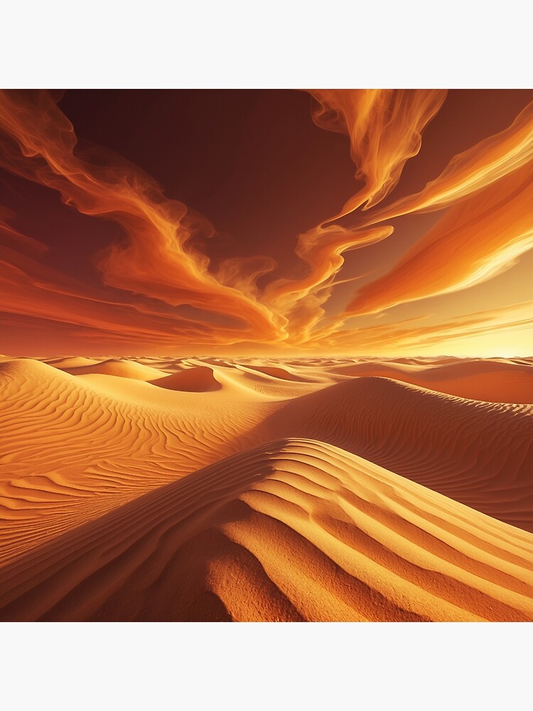 Thumbnail 3 of 3, Canvas Print, Fiery Desert Dunes – Surreal Sunset Mirage designed and sold by PixelsArtst.