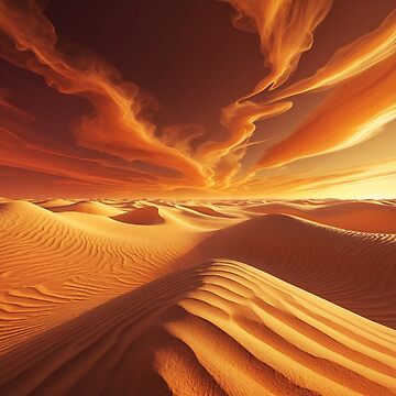 Artwork thumbnail, Fiery Desert Dunes – Surreal Sunset Mirage by PixelsArtist.com