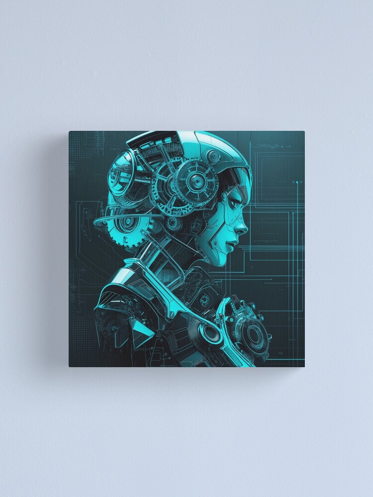 Thumbnail 1 of 3, Canvas Print, Cybernetic Future – Futuristic AI Android designed and sold by PixelsArtst.