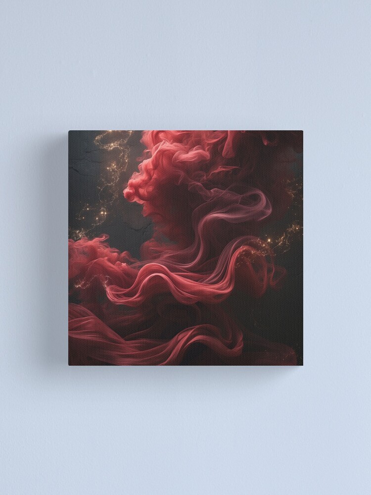 Thumbnail 1 of 3, Canvas Print, Mystical Crimson Smoke – Ethereal Flow designed and sold by PixelsArtst.