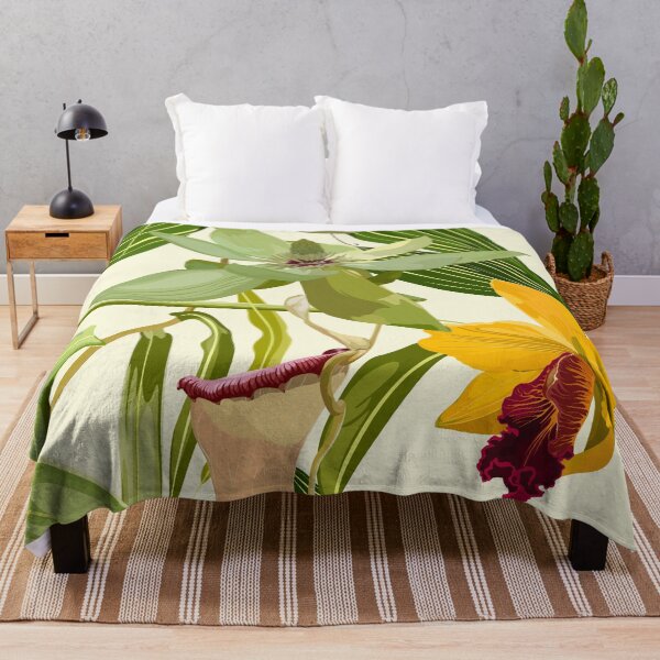 Item preview, Exotic flowers pattern. Yellow orchid and tropical flowers and palm leaves in summer print. designed and sold by MatyKotiv.