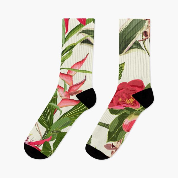 Item preview, Seamless floral pattern with pink red glossy tropical flowers, leaves  background.  designed and sold by MatyKotiv.