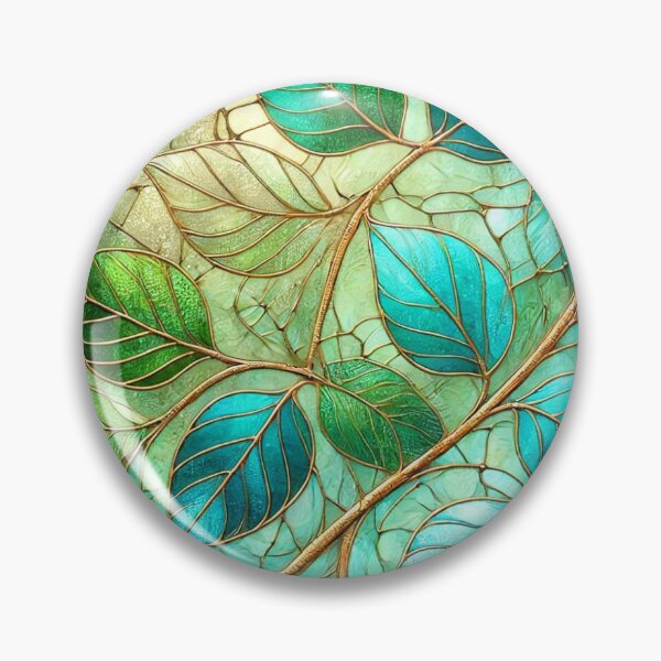 Item preview, Stained Glass Serenity: Nature's Emerald Leaves designed and sold by LDArtWork.