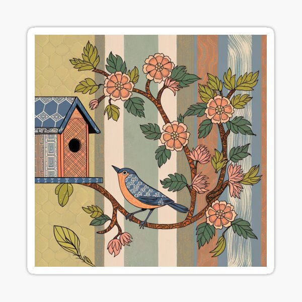 Item preview, William Morris Style Bird and BirdHouse designed and sold by Tamas Das.