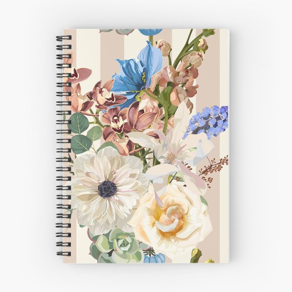 Artikelvorschau, Rosen, Anemonen, Orchideen auf einem nahtlosen Vektormuster aus cremigen Streifen. entworfen und verkauft von MatyKotiv.