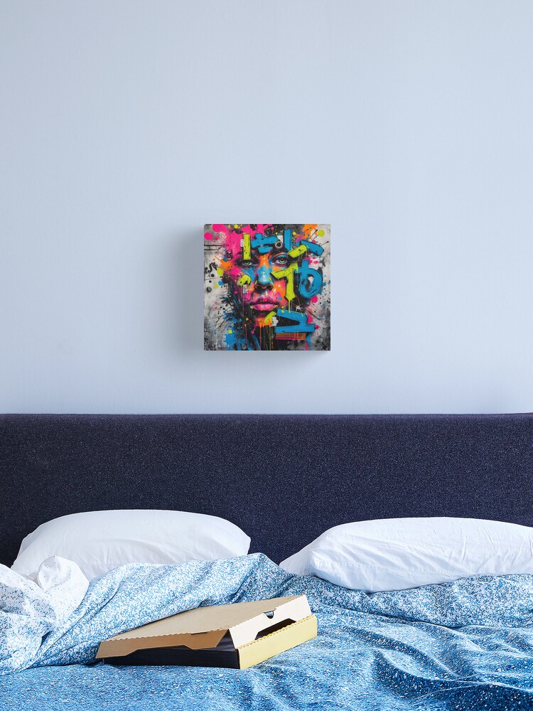 Thumbnail 2 of 3, Canvas Print, Urban Graffiti Portrait – Vibrant Street Art designed and sold by PixelsArtst.